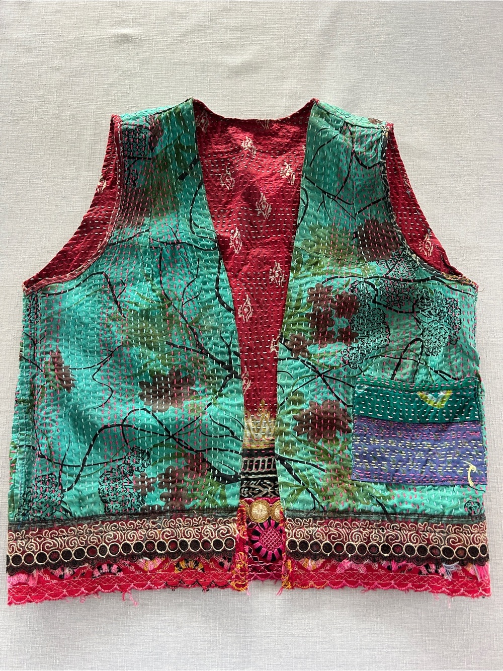 Silk Handmade Patchwork Vest - Boho Women Tops